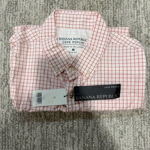 Banana Republic Men's Red Grid Shirt